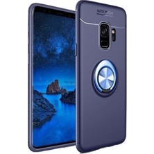 Arabulalaca Samsung Galaxy J6 Kılıf Standlı Yüzüklü Mıknatıslı Kılıf + 9H Esnek Nano Cam Lacivert