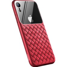 Baseus iPhone XR Örgü Desenli Weaning Serisi Silikon Kılıf Kırmızı + Ekran Koruyucu