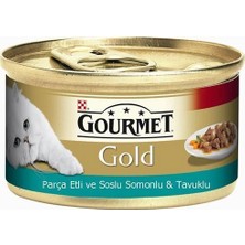 Gourmet Gold Soslu Somonlu Ve Tavuklu Yetişkin Kedi Konservesi 85 gr