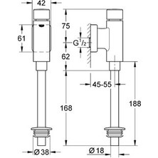 Grohe Rondo Basmalı Mekanik Pisuar Yıkama Sistemi Üstten Görünür Girişli - 37342000