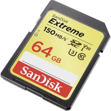 Sandisk Extreme 64GB SDXC Card 150MB/s V30 UHS-I U3 Hafıza Kartı SDSDXV6-064G-GNCIN
