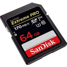 Sandisk Extreme Pro 64GB SDXC Card 170MB/s V30 UHS-I U3 Hafıza Kartı SDSDXXY-064G-GN4IN