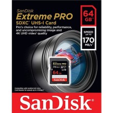 Sandisk Extreme Pro 64GB SDXC Card 170MB/s V30 UHS-I U3 Hafıza Kartı SDSDXXY-064G-GN4IN
