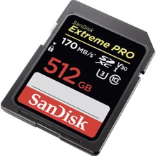 Sandisk Extreme Pro 512GB SDXC Card 170MB/s V30 UHS-I U3 Hafıza Kartı SDSDXXY-512G-GN4IN