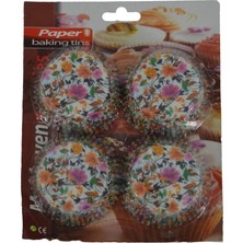 Cansüs 100lü Çiçek Desenli Kağıt Muffin Cupcake Kalıpları