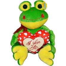 Sunman 08096 Peluş Kurbağa Oturan Love Yazılı Kalpli
