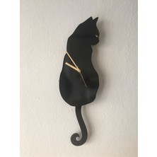 Good Time Siyah Kedi Sallanır Sarkaçlı Duvar Saati
