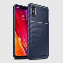 Case 4U Xiaomi Mi 8 Pro Kılıf Karbon Desenli Lux Negro Silikon Lacivert