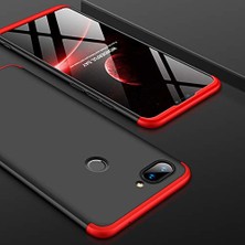 Case 4U Xiaomi Mi 8 Lite Kılıf 3 Parçalı Tam Koruma Sert Mika Ays Kapak Siyah Kırmızı