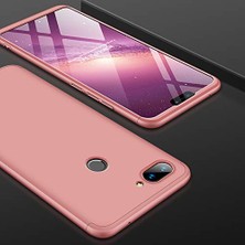 Case 4U Xiaomi Mi 8 Lite Kılıf 3 Parçalı Tam Koruma Sert Mika Ays Kapak Rose Gold