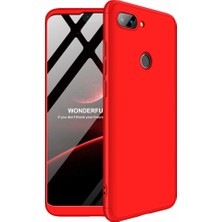 Case 4U Xiaomi Mi 8 Lite Kılıf 3 Parçalı Tam Koruma Sert Mika Ays Kapak Kırmızı