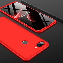 Case 4U Xiaomi Mi 8 Lite Kılıf 3 Parçalı Tam Koruma Sert Mika Ays Kapak Kırmızı