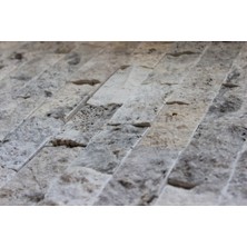 Markataş 5X10Cm Gümüş Doğal Taş Traverten Patlatma Mozaik Duvar Kaplama
