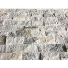 Markataş 5X10Cm White Mix Doğal Taş Mermer Patlatma Mozaik Duvar Kaplaması