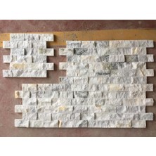 Markataş 5X10Cm White Mix Doğal Taş Mermer Patlatma Mozaik Duvar Kaplaması