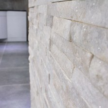Markataş 5X10Cm White Mermer Doğal Taş Patlatma Taş Mozaik Duvar Kaplaması