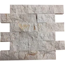 Markataş 5X10Cm Bej Mermer Doğal Taş Patlatma Taş Mozaik Duvar Kaplaması