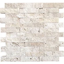 Markataş 2,5X10Cm Klasik Doğal Taş Traverten Patlatma Taş Mozaik Duvar Kaplaması