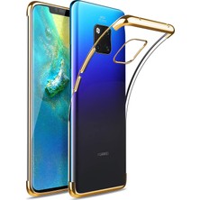 Case 4U Huawei Mate 20 Pro Kılıf 4 Köşeli Lazer Silikon Arka Kapak - Glitter Altın