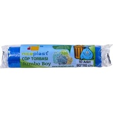 Niceplast Eko Çöp Poşeti Jumbo Boy Mavi 25 Rulo  80X110 cm