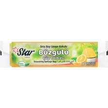 Star Büzgülü Çöp Poşeti - Orta Boy (55X60)-Limon Kokulu-1 Rulo 10' lu