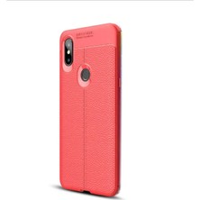 Case Street Xiaomi Mi Mix 3 Kılıf Niss Silikon Deri Görünümlü Kırmızı