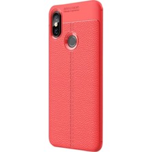 Case Street Xiaomi Redmi 6 Pro Kılıf Niss Silikon Deri Görünümlü Kırmızı