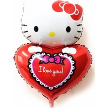 Parti Feneri Kalp Şekilli Hello Kitty Folyo Balon