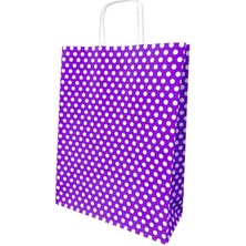 Kraft Çanta Mor Puantiyeli Büyük 25'Li