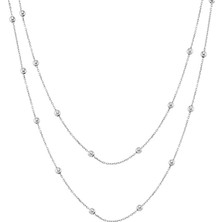 Azuris Alk1599 925 Ayar Gümüş Toplu Zincir İkili  Kolye 50 Cm