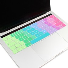 Microcase Macbook Pro 13 A1989 Touch Bar 2018 Gökkuşağı Silikon Klavye Koruması Türkçe- EU