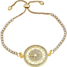 Forentina Altın Kaplama Bayan Zirkon Taşlı Saat Modeli Bileklik Ps0654