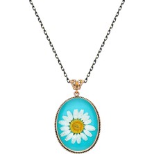 Bayan Otantik Gerçek Papatya Kolye Uzun Tasarım Zincir Ps0667