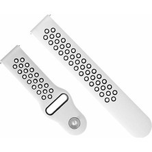 Markacase Samsung Gear S3 Classic Frontier İçin Beyaz Siyah Spor Silikon Kordon