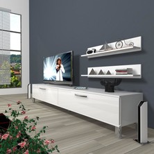 Decoraktiv Eko 4 Slm Std Krom Ayaklı Tv Ünitesi Tv Sehpası Parlak Beyaz