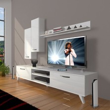 Decoraktiv Eko 7 Slm Dvd Retro Tv Ünitesi Tv Sehpası Parlak Beyaz