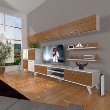 Decoraktiv Eko 8 Slm Dvd Retro Tv Ünitesi Tv Sehpası Beyaz Ceviz