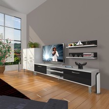 Decoraktiv Eko On Slm Dvd Krom Ayaklı Tv Ünitesi Tv Sehpası Beyaz Siyah