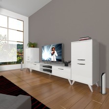Decoraktiv Eko On2 Mdf Dvd Retro Tv Ünitesi Tv Sehpası Parlak Beyaz
