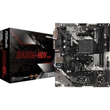 Asrock B450M-HDV R4.0 AMD B450 3200+MHz (OC) DDR4 Socket AM4 ATX Anakart (ASRB450M-HDVR4)