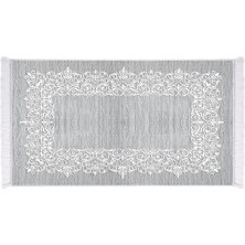 Dekoreko İnci Dijital Saçaklı Yıkanabilir Kaymaz Taban Halı 1811 Gri 80 x 120