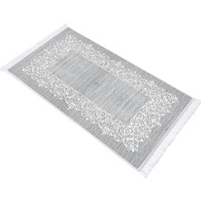 Dekoreko İnci Dijital Saçaklı Yıkanabilir Kaymaz Taban Halı 1811 Gri 80 x 120