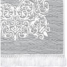 Dekoreko İnci Dijital Saçaklı Yıkanabilir Kaymaz Taban Halı 1811 Gri 80 x 120