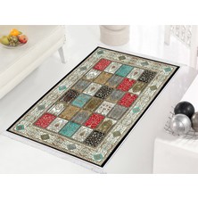Dekoreko İnci Dijital Saçaklı Yıkanabilir Kaymaz Taban Halı 1831 Desen 1 80 x 120