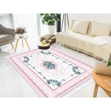 Dekoreko İnci Dijital Saçaklı Yıkanabilir Kaymaz Taban Halı 1912 Desen 1 80 x 120