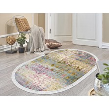 Dekoreko İnci Dijital Saçaklı Yıkanabilir Kaymaz Taban Halı Oval 1895 120 x 180