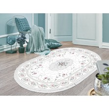 Dekoreko İnci Dijital Saçaklı Yıkanabilir Kaymaz Taban Halı Oval 1908 Desen 2 120 x 180