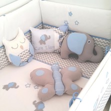Pudra Decor Mavi Baykuş Şekilli Bebek Yastığı