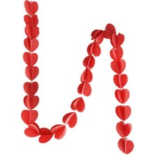 Partici Kalp Sarkıt Kağıt Süs Kırmızı