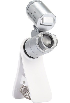 Microcase 60x Mini Cep Telefonu için Mandallı Mikroskop UV Ledli Cam Büyüteç - MMK102